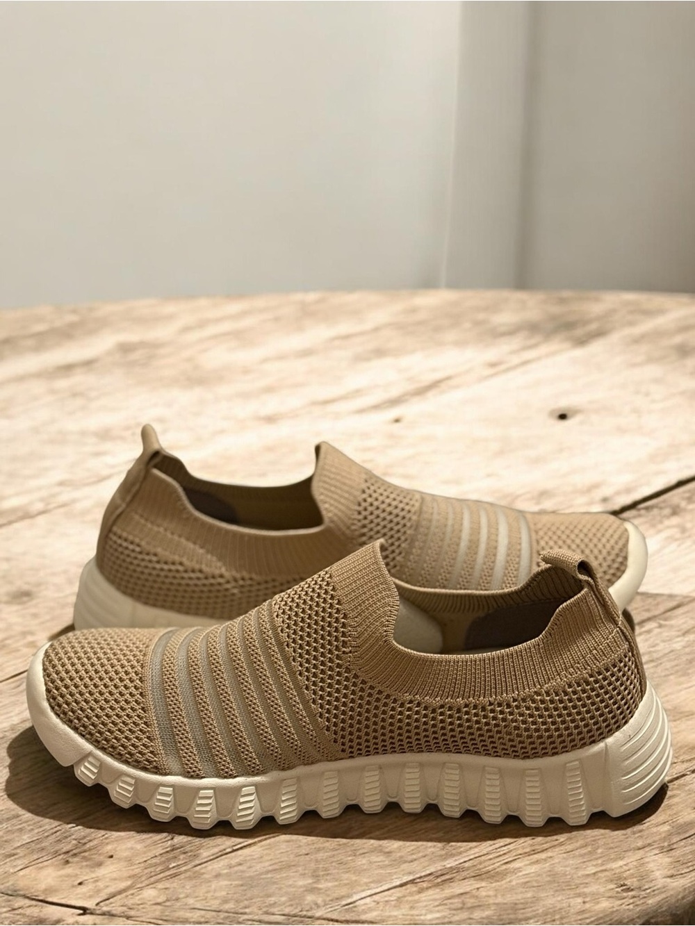 bernie mev. Knit Slip-On Sneakers in Beige